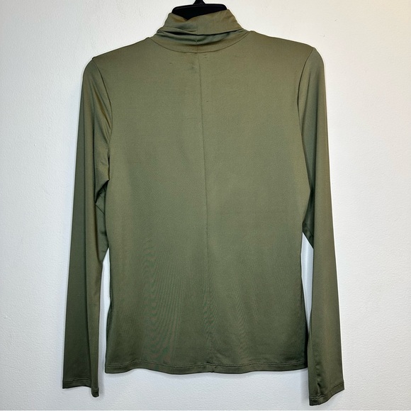 Antonio Melani ELIZABETH DAMRICH Women Olive Turtleneck Long Sleeves Blouse Sz M - Picture 2 of 6